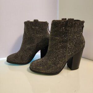 Lola Cruz Black Crystal Ankle Booties